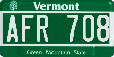 VT license plate AFR708