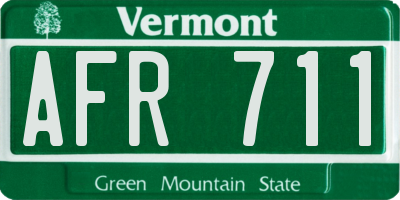 VT license plate AFR711