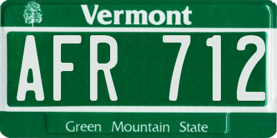 VT license plate AFR712
