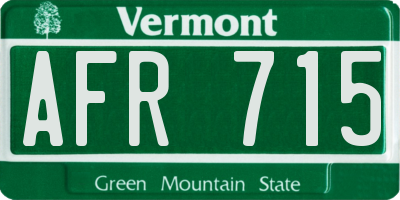 VT license plate AFR715