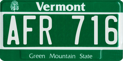 VT license plate AFR716