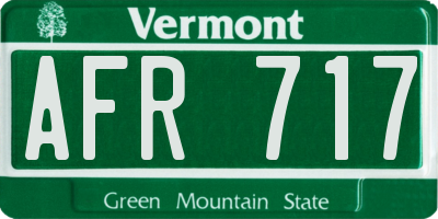 VT license plate AFR717