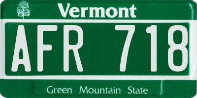VT license plate AFR718