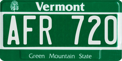 VT license plate AFR720