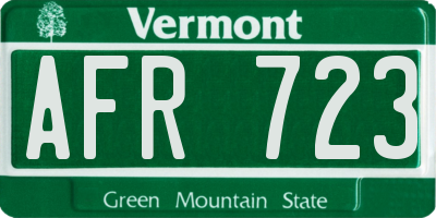 VT license plate AFR723