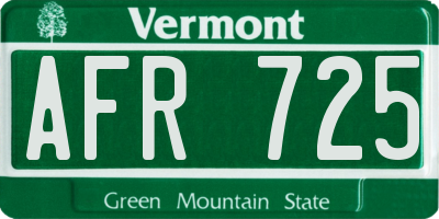 VT license plate AFR725