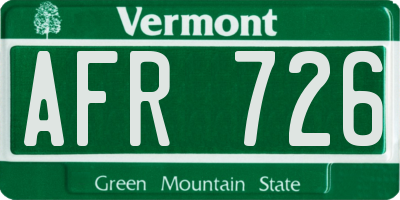 VT license plate AFR726