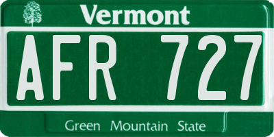 VT license plate AFR727