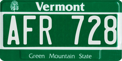 VT license plate AFR728
