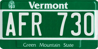 VT license plate AFR730
