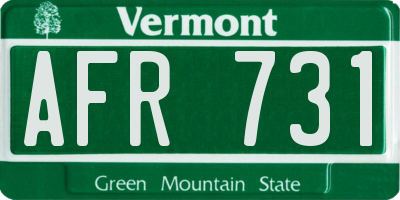 VT license plate AFR731