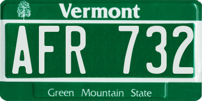 VT license plate AFR732
