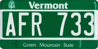 VT license plate AFR733