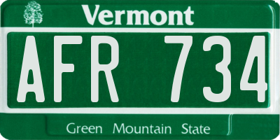 VT license plate AFR734