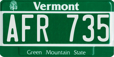 VT license plate AFR735