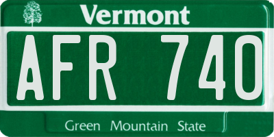 VT license plate AFR740