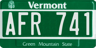 VT license plate AFR741