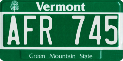 VT license plate AFR745