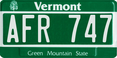 VT license plate AFR747