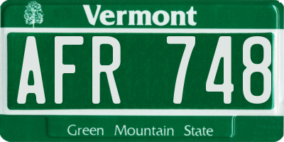 VT license plate AFR748