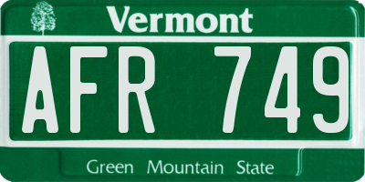 VT license plate AFR749