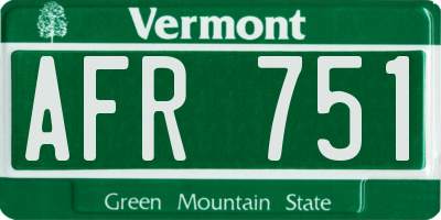 VT license plate AFR751