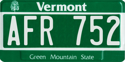 VT license plate AFR752