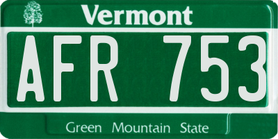 VT license plate AFR753