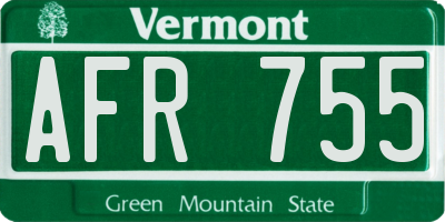 VT license plate AFR755