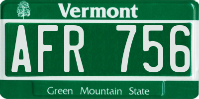 VT license plate AFR756