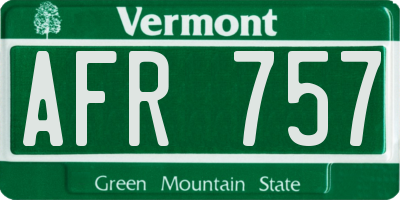 VT license plate AFR757