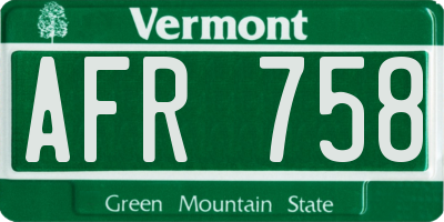 VT license plate AFR758