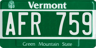 VT license plate AFR759