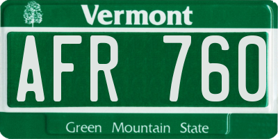 VT license plate AFR760