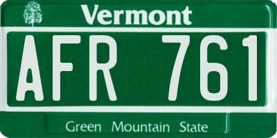 VT license plate AFR761