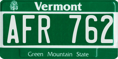VT license plate AFR762