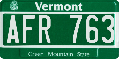 VT license plate AFR763