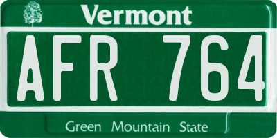 VT license plate AFR764