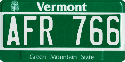 VT license plate AFR766