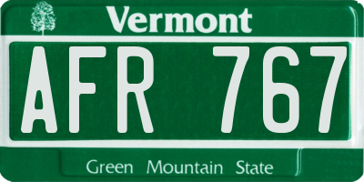VT license plate AFR767