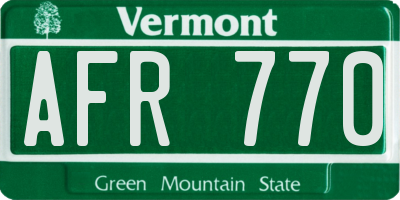 VT license plate AFR770
