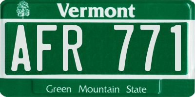 VT license plate AFR771