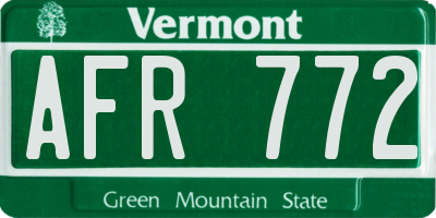 VT license plate AFR772