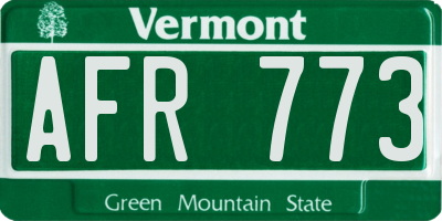 VT license plate AFR773