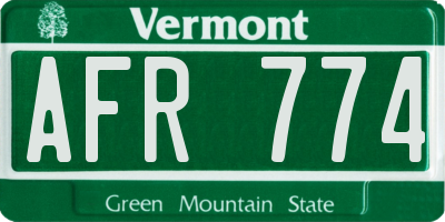 VT license plate AFR774