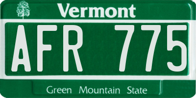 VT license plate AFR775