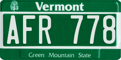 VT license plate AFR778