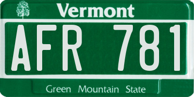 VT license plate AFR781