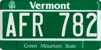 VT license plate AFR782