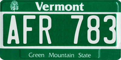 VT license plate AFR783